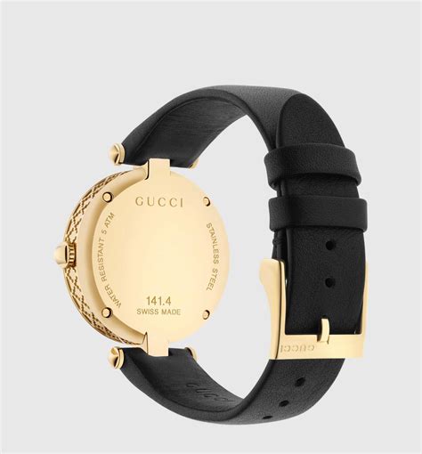 orologio gucci diamantissima scritta interna|Orologio Diamantissima, 32mm in pelle nera .